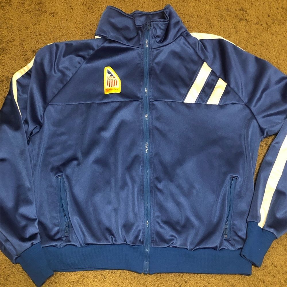 Vintage Seoul 1988 Olympics Speedo Blue Team USA Swimming Jacket Mens‎ XL